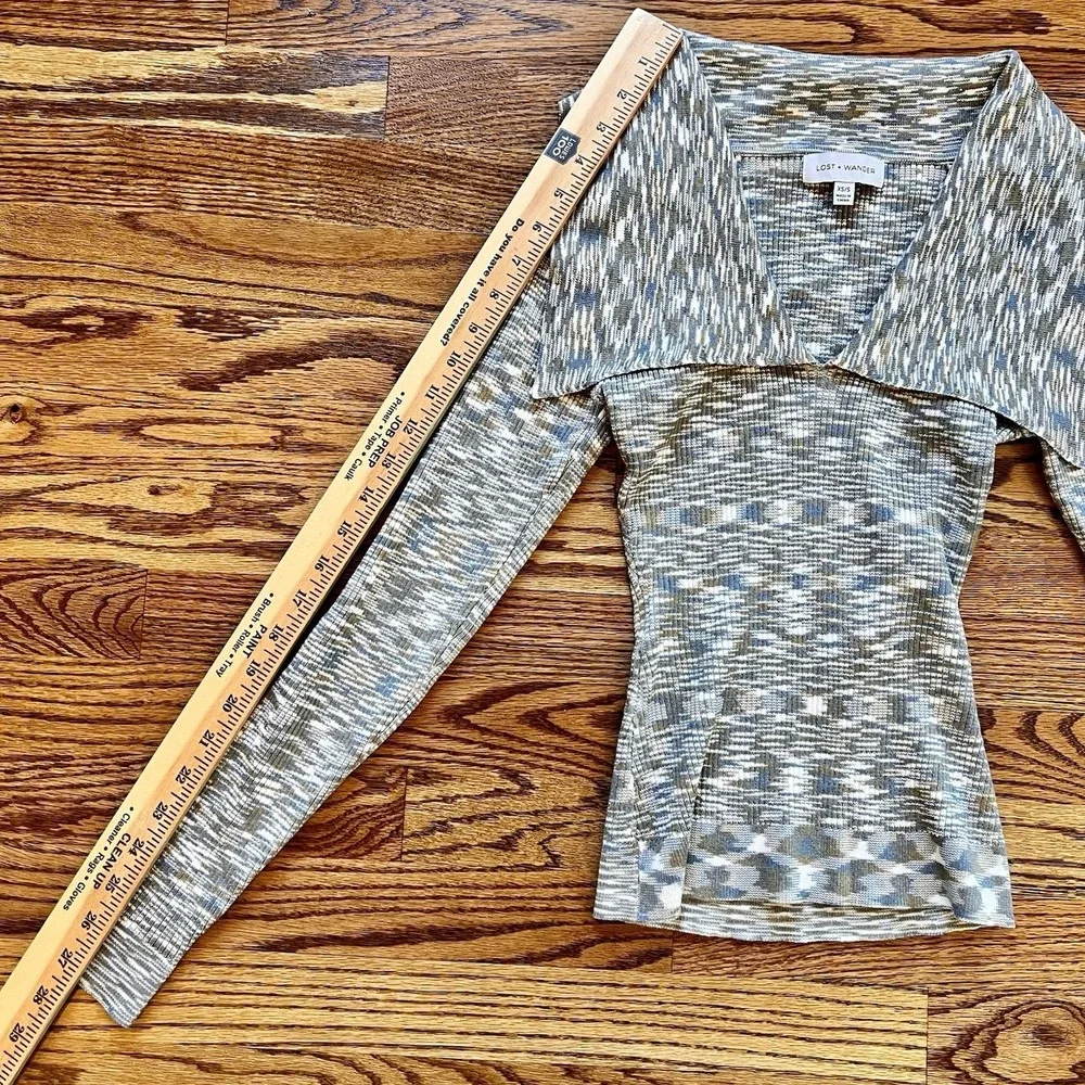 Lost + Wander Y2K Style Long Sleeve Fitted Knit Top Marled Design Sz XS/S  NWOT‎